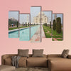 A terrific Taj Mahal view shot from the right side of the Taj Pool multi panel canvas wall art