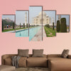 A terrific Taj Mahal view shot from the right side of the Taj Pool multi panel canvas wall art