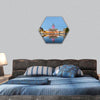 Nottingham Council House and a fountain  hexagonal canvas wall art