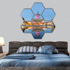 Nottingham Council House and a fountain  hexagonal canvas wall art