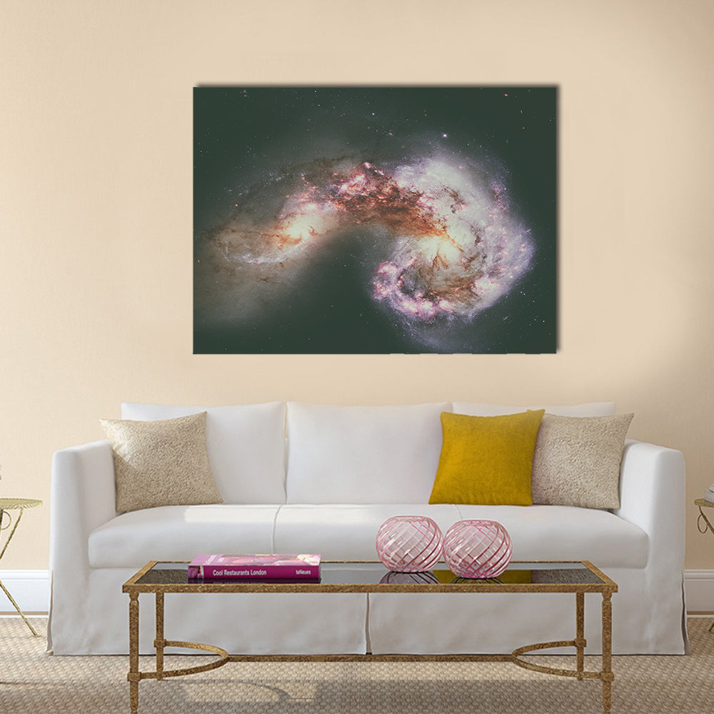 The Antennae Galaxies or NGC 4038 or NGC 4039 are undergoing a galactic collision Multi Panel Canvas Wall Art