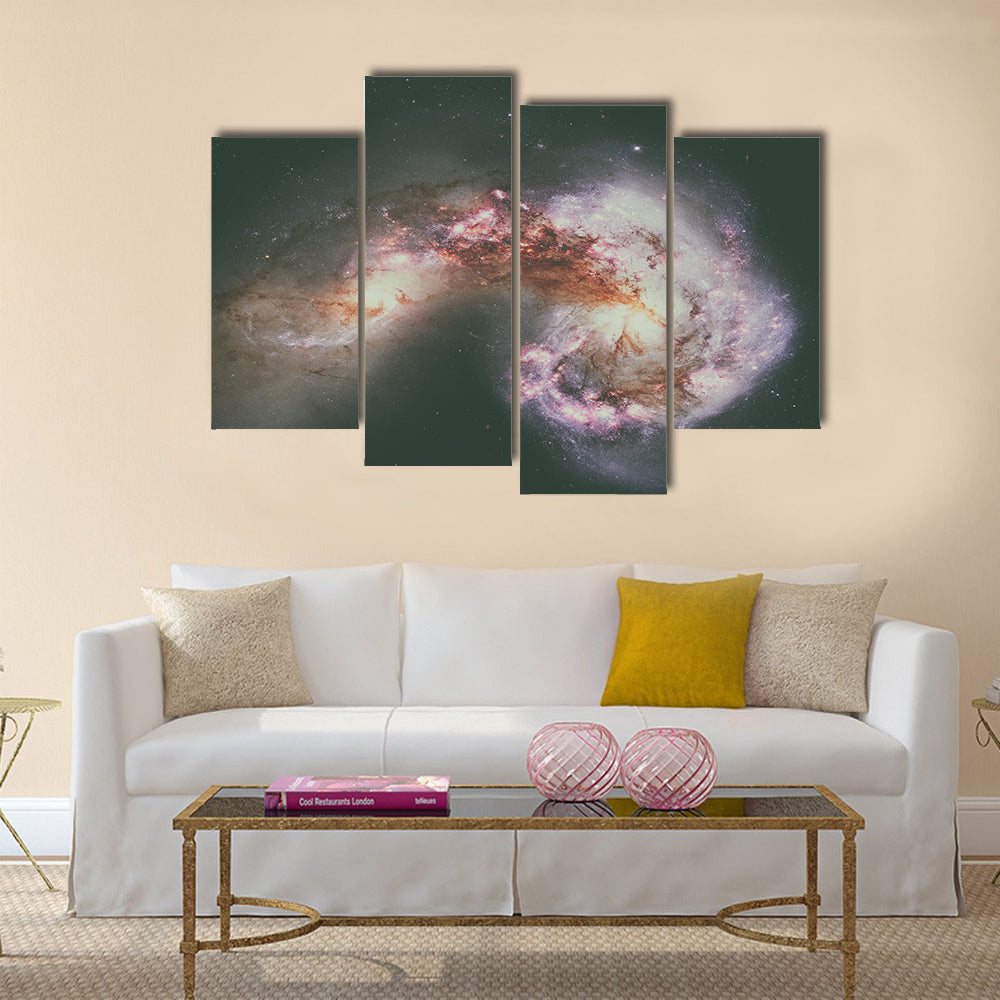 The Antennae Galaxies or NGC 4038 or NGC 4039 are undergoing a galactic collision Multi Panel Canvas Wall Art