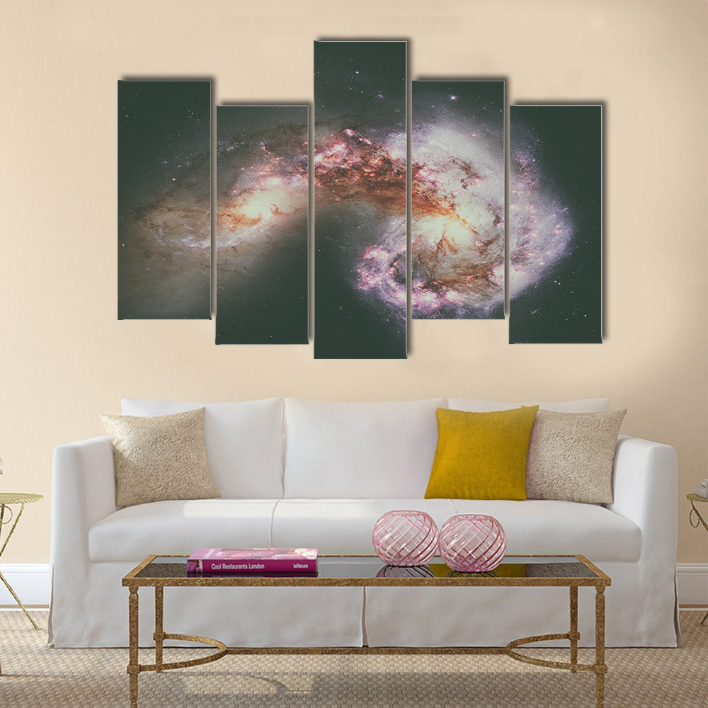 The Antennae Galaxies or NGC 4038 or NGC 4039 are undergoing a galactic collision Multi Panel Canvas Wall Art