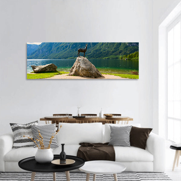 Mountain lake in summer - Lake Bohinj, Slovenia Panoramic canvas Wall Art