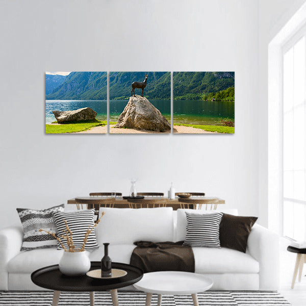 Mountain lake in summer - Lake Bohinj, Slovenia Panoramic canvas Wall Art