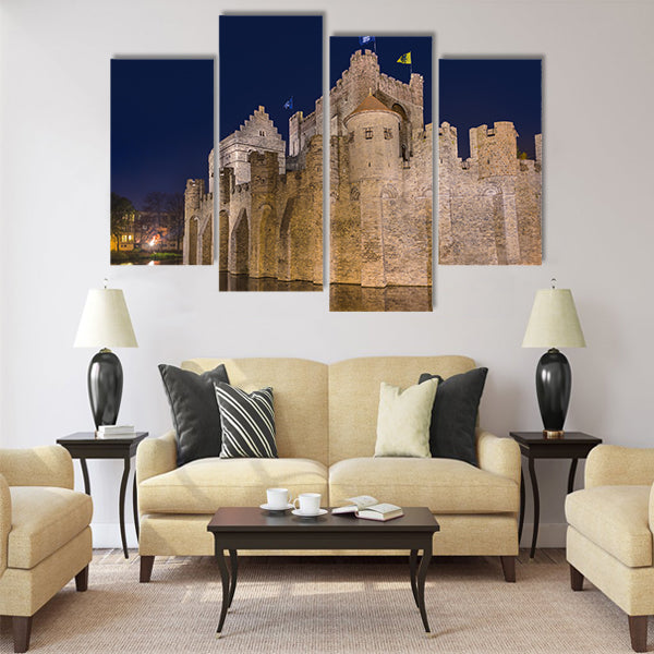Gravensteen castle in Gent Multi panel canvas wall art