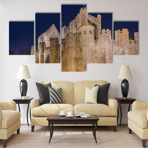 Gravensteen castle in Gent Multi panel canvas wall art