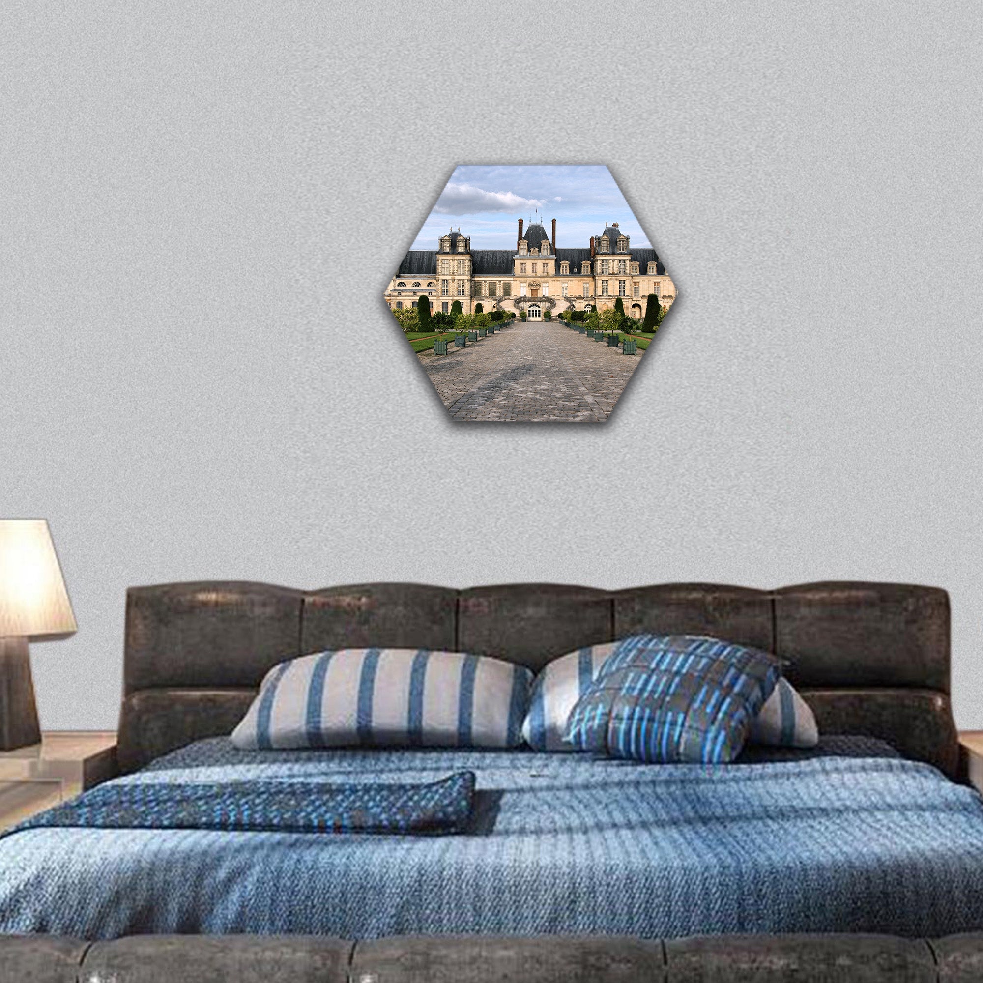 Fontainebleau castle in France hexagonal canvas wall art