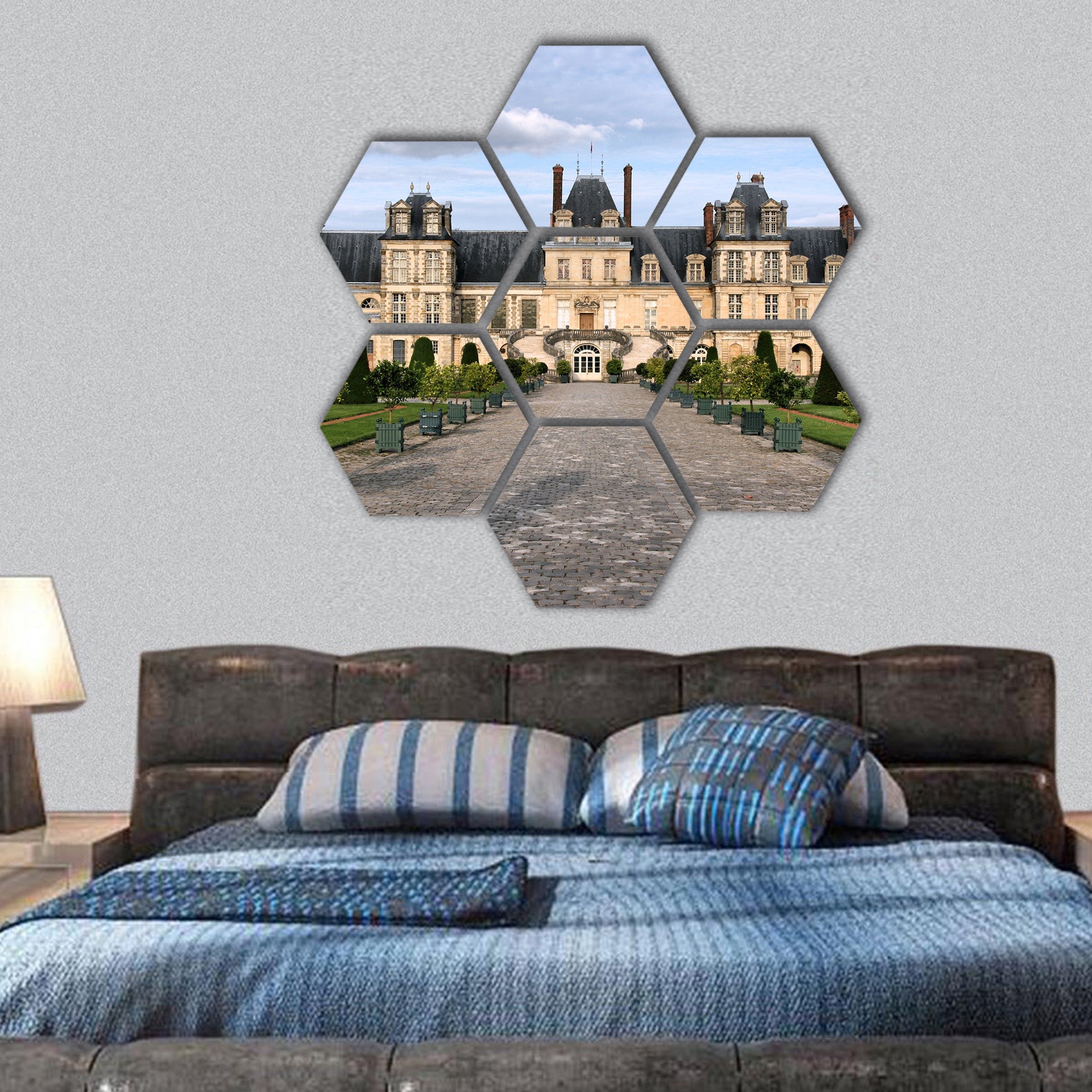 Fontainebleau castle in France hexagonal canvas wall art