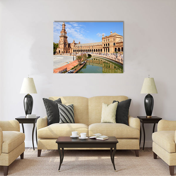 Famous Plaza de Espana, Sevilla, Spain. Old landmark multi panel canvas wall art