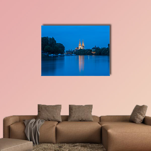 Regensburg with the yacht harbor at the danube river wall art