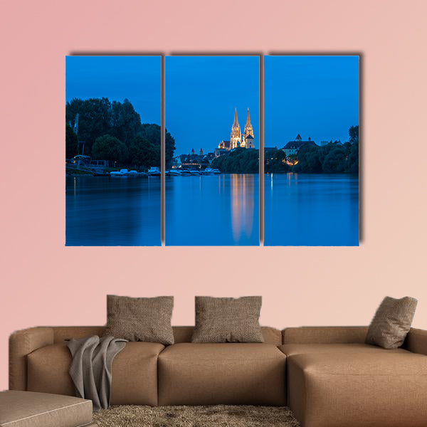 Regensburg with the yacht harbor at the danube river wall art