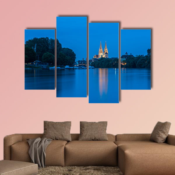 Regensburg with the yacht harbor at the danube river wall art
