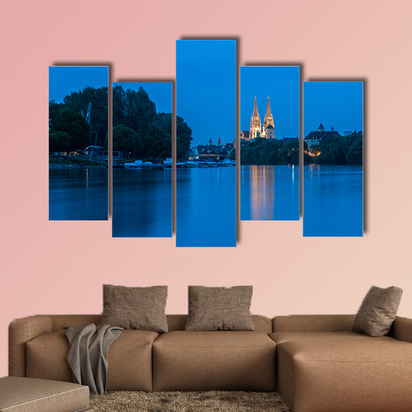 Regensburg with the yacht harbor at the danube river wall art