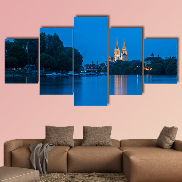 Regensburg with the yacht harbor at the danube river wall art