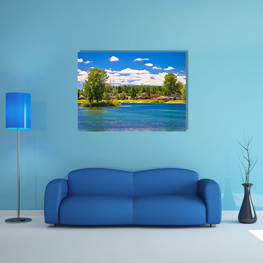 Soderica Lake Tourist Village In Podravina Region Of Croatia Multi Panel Canvas Wall Art