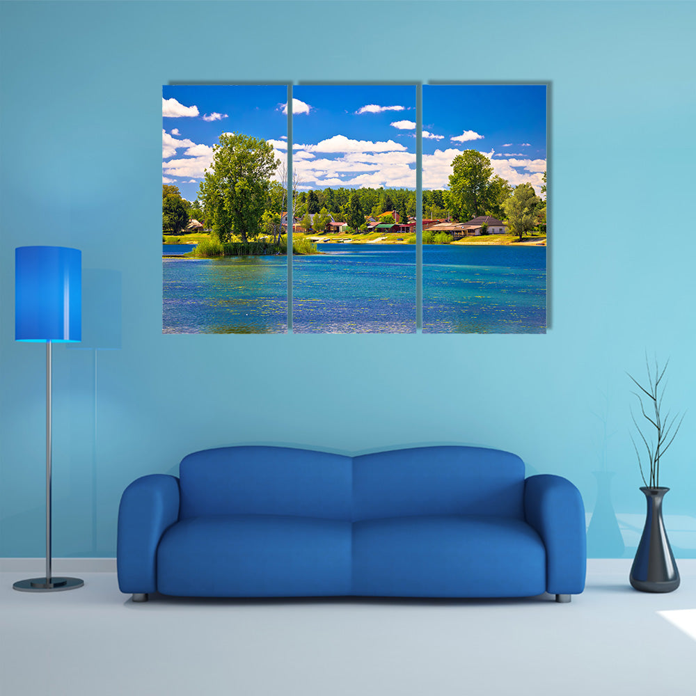 Soderica Lake Tourist Village In Podravina Region Of Croatia Multi Panel Canvas Wall Art