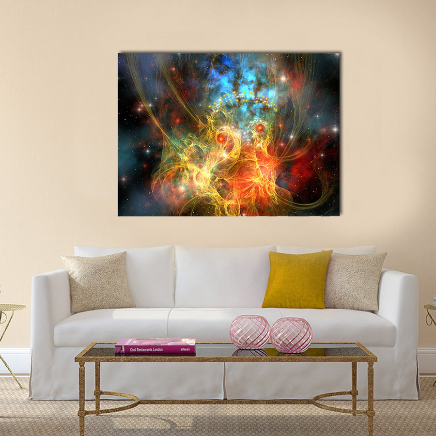 Princess Nebula - This nebular expanse has the characteristics of a woman with a crown on her head Multi Panel Canvas Wall Art