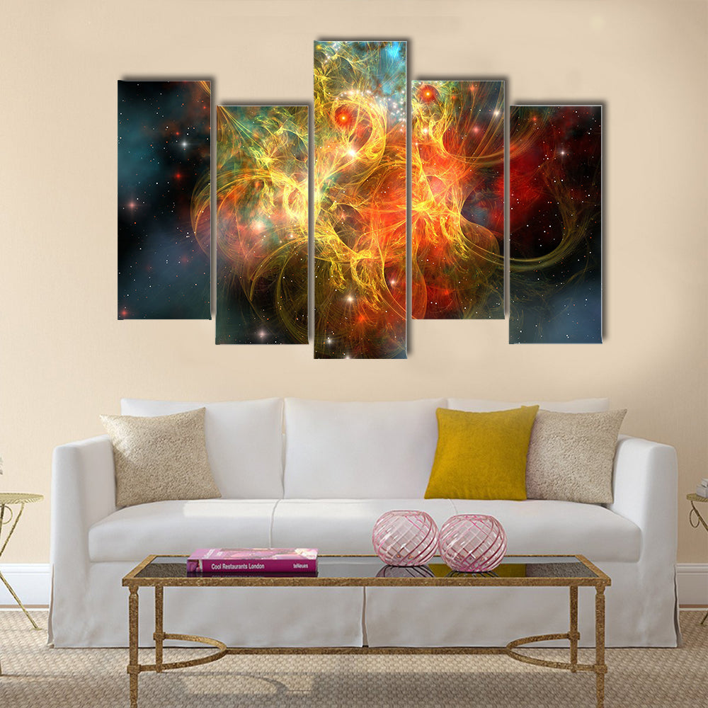Princess Nebula - This nebular expanse has the characteristics of a woman with a crown on her head Multi Panel Canvas Wall Art