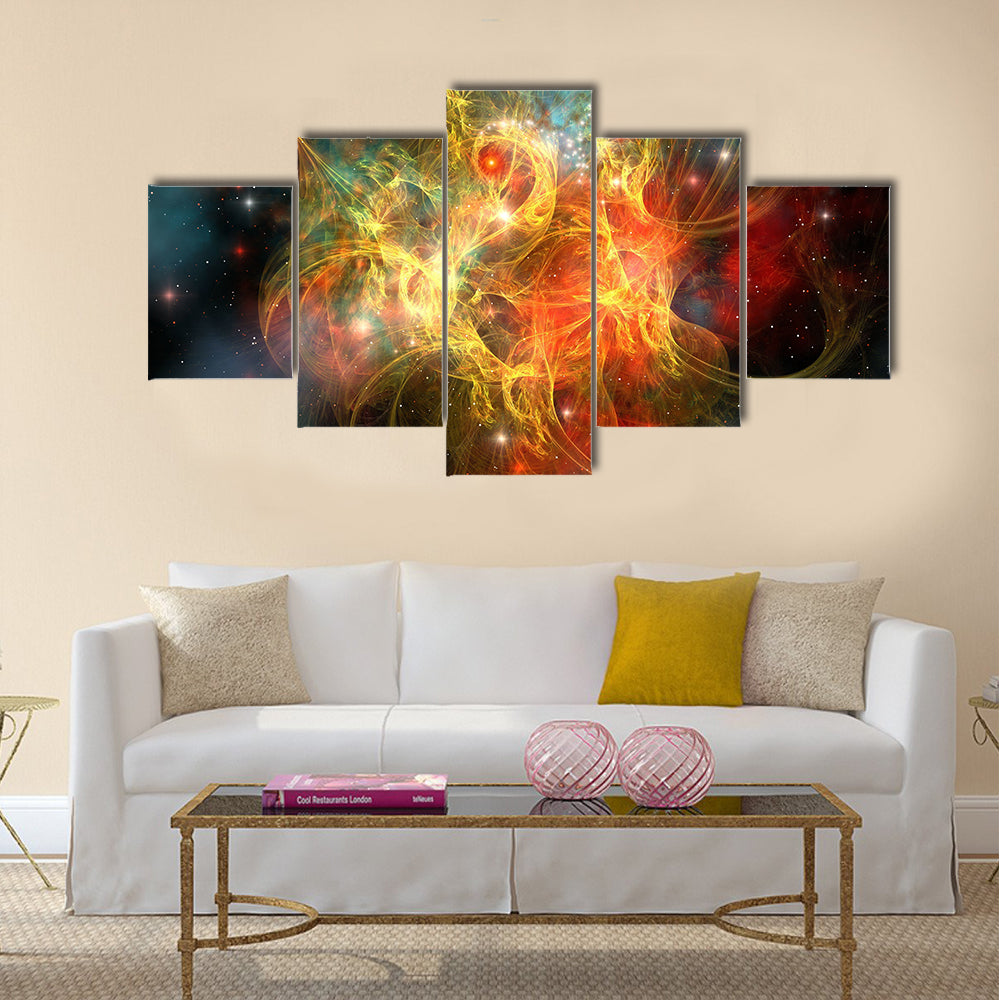 Princess Nebula - This nebular expanse has the characteristics of a woman with a crown on her head Multi Panel Canvas Wall Art