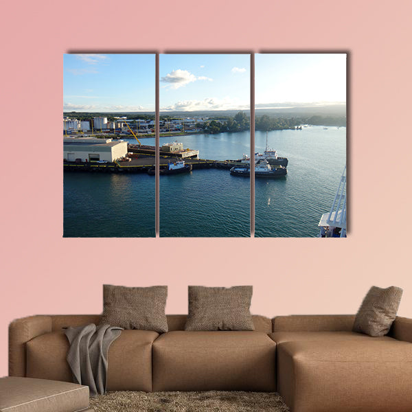 Departure from Hilo, Hawaii from a cruise ship Multi panel canvas wall art