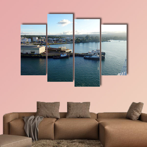 Departure from Hilo, Hawaii from a cruise ship Multi panel canvas wall art
