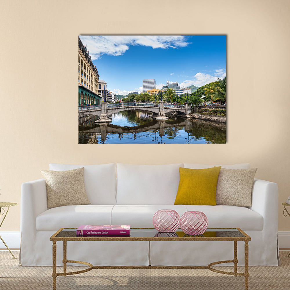 Bridge in the city center of Port Louis Multi panel canvas wall art
