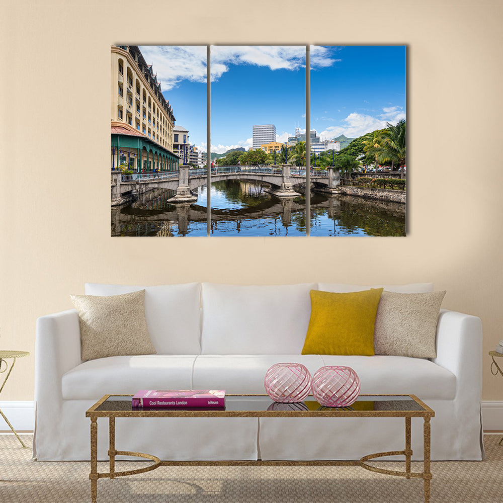 Bridge in the city center of Port Louis Multi panel canvas wall art
