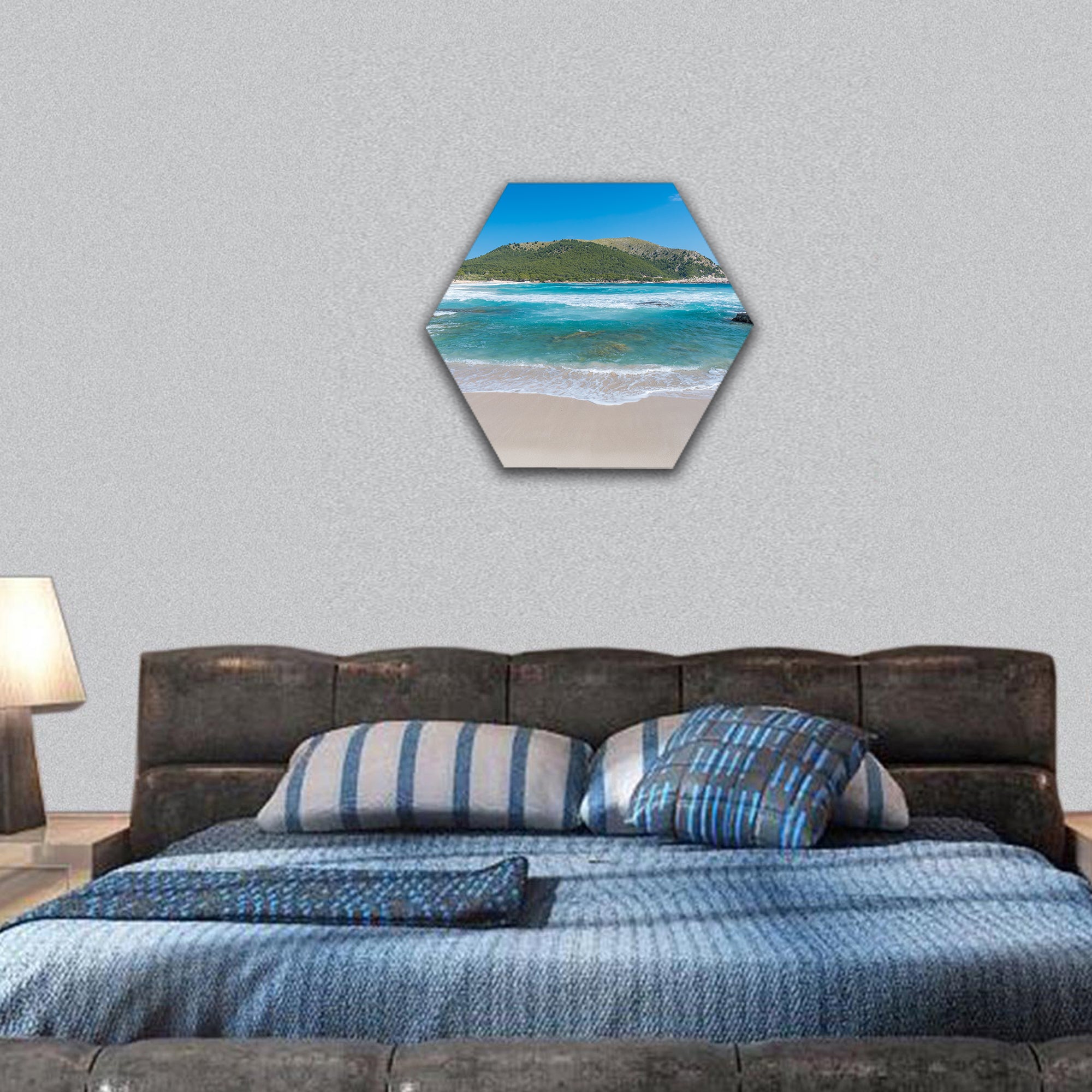Cala Agulla on Mallorca, Spain hexagonal canvas wall art