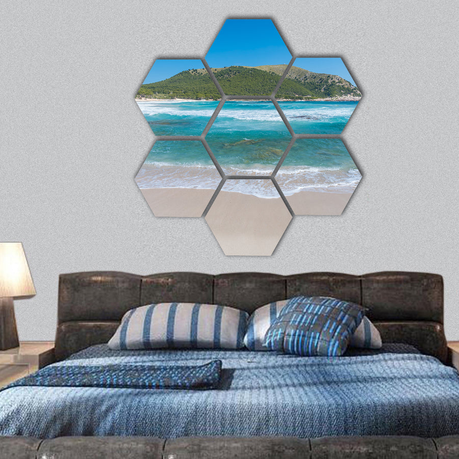 Cala Agulla on Mallorca, Spain hexagonal canvas wall art