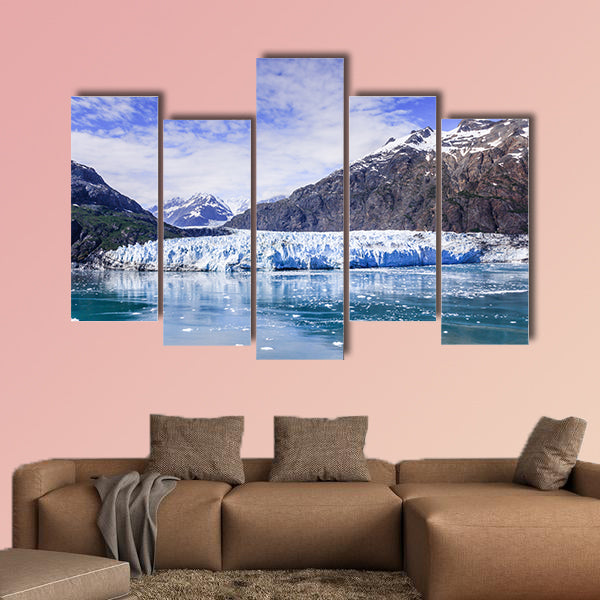 Panoramic view of the Margerie glacier in the Glacier Bay National Park multi panel canvas wall art