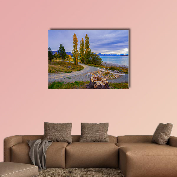 Landscape scenery of New Zealand during cloudy day multi panel canvas wall art