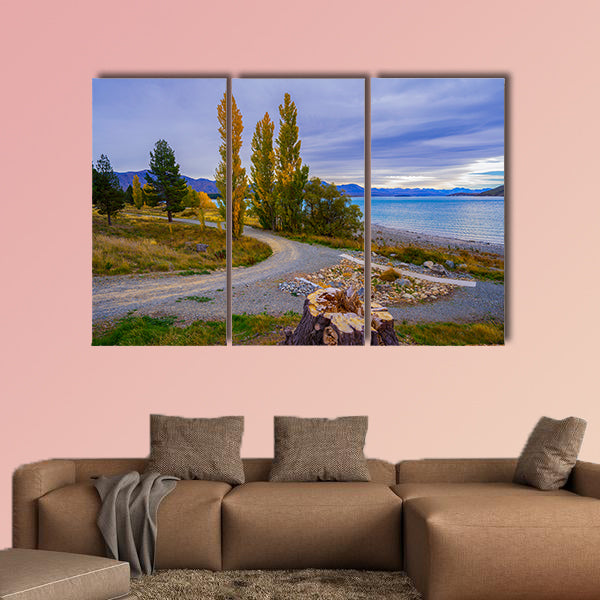Landscape scenery of New Zealand during cloudy day multi panel canvas wall art