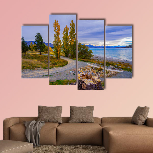 Landscape scenery of New Zealand during cloudy day multi panel canvas wall art