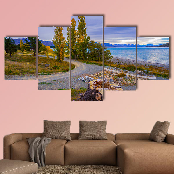 Landscape scenery of New Zealand during cloudy day multi panel canvas wall art