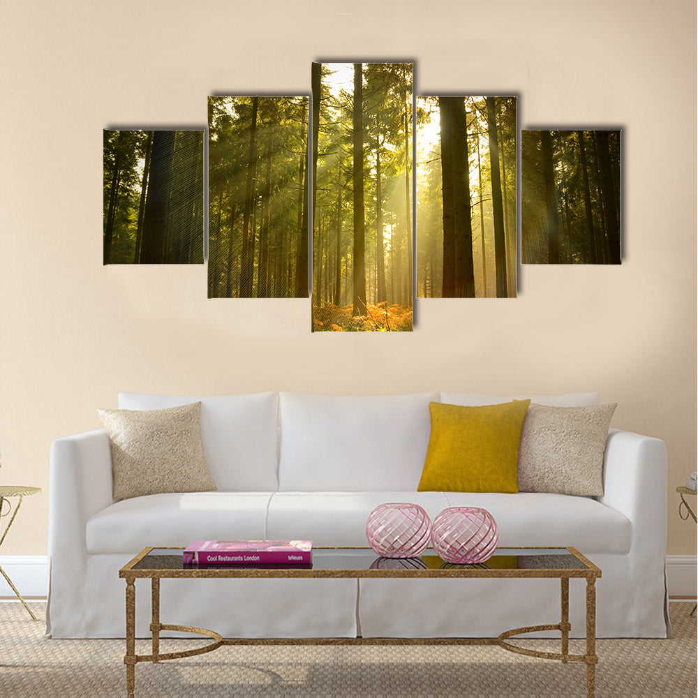 A beautiful forest at dusk multi panel canvas wall art