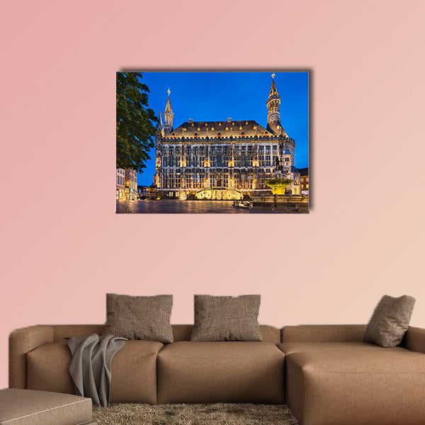 The famous old town hall of Aachen, Germany multi panel canvas wall art