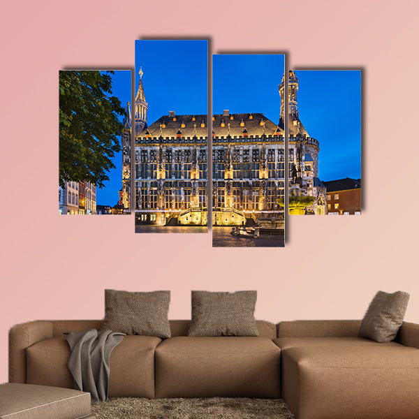 The famous old town hall of Aachen, Germany multi panel canvas wall art