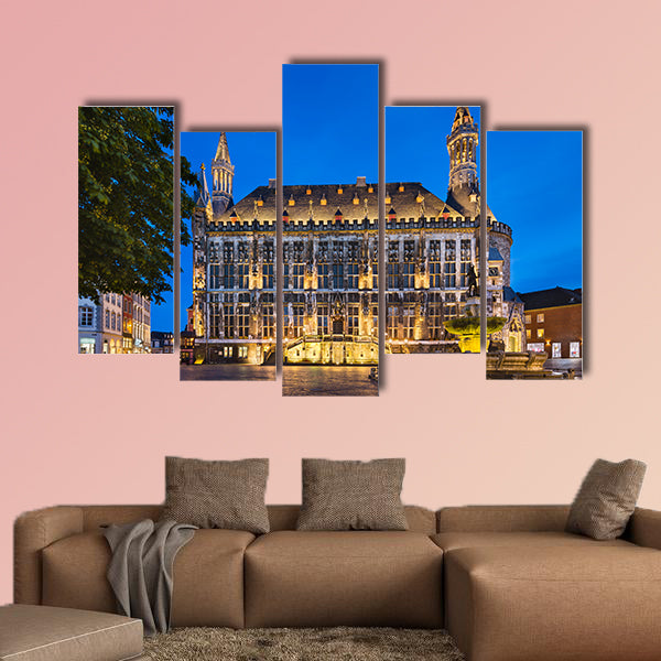 The famous old town hall of Aachen, Germany multi panel canvas wall art