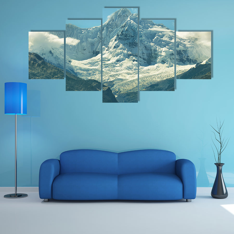 Views of Black mountain range "Cordillera negra" from Wilcacocha lagoon, Peru Multi Panel Canvas Wall Art