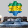 Gabon realistic flag hexagonal canvas wall art