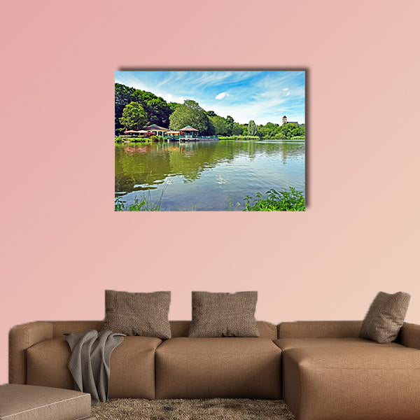 Pond "Schlossteich" in Chemnitz (Germany) multi panel canvas wall art