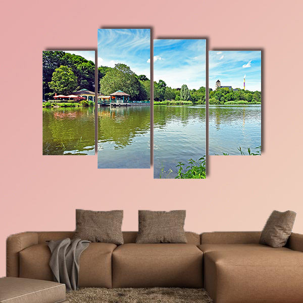 Pond "Schlossteich" in Chemnitz (Germany) multi panel canvas wall art