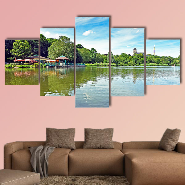 Pond "Schlossteich" in Chemnitz (Germany) multi panel canvas wall art