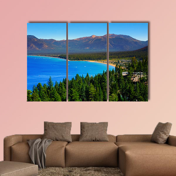  Lake Tahoe is a large freshwater lake in the Sierra Nevada Mountains multi panel canvas wall art