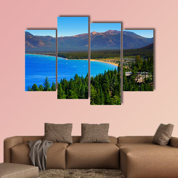  Lake Tahoe is a large freshwater lake in the Sierra Nevada Mountains multi panel canvas wall art