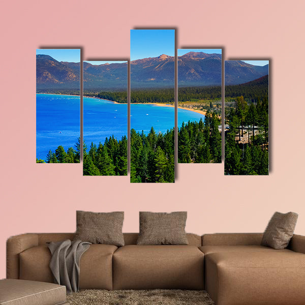  Lake Tahoe is a large freshwater lake in the Sierra Nevada Mountains multi panel canvas wall art