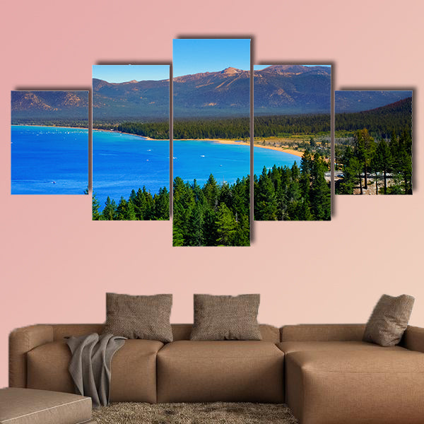  Lake Tahoe is a large freshwater lake in the Sierra Nevada Mountains multi panel canvas wall art