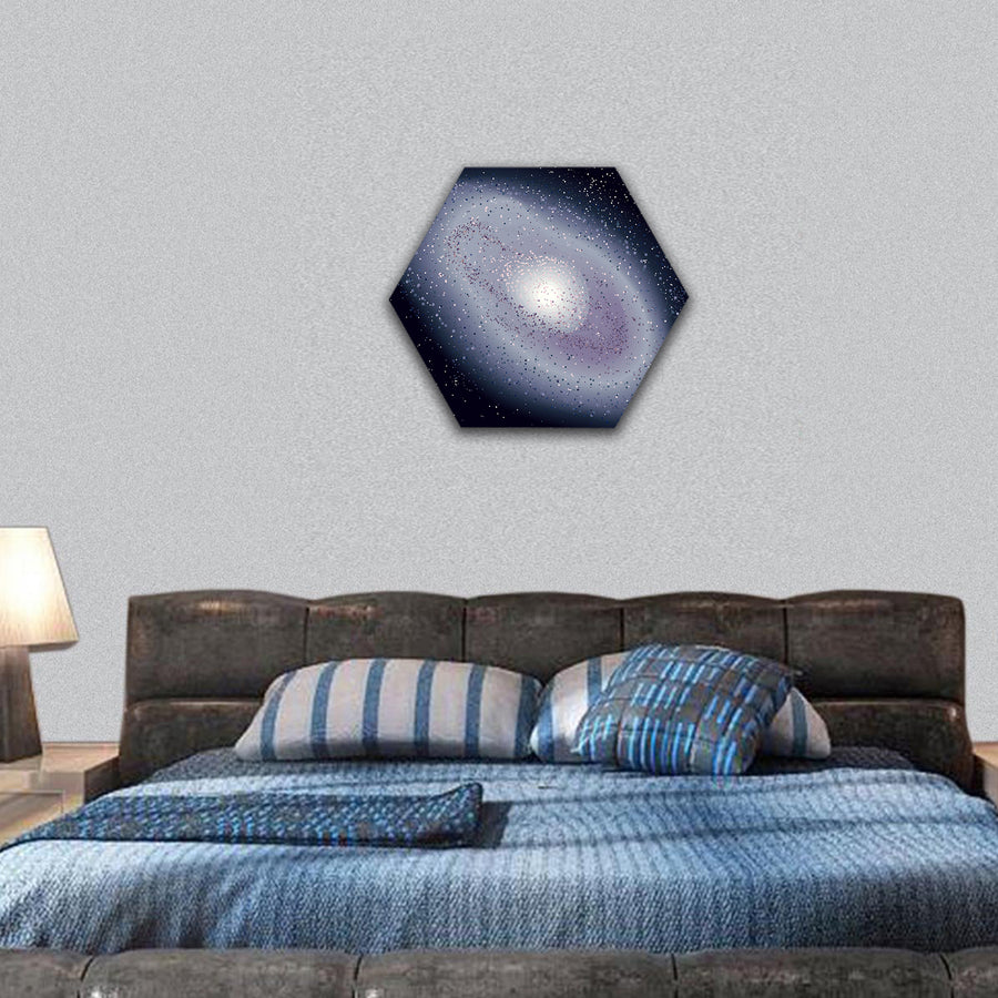Realistic universe vector illustration. Cosmos dark hexagonal canvas wall art