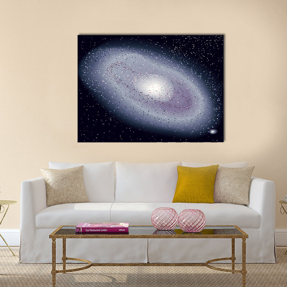 Realistic universe vector illustration. Cosmos dark background Multi Panel Canvas Wall Art